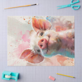 Wasserfarbene Pinky Pig Decoupage Seidenpapier