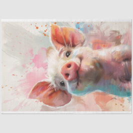 Wasserfarbene Pinky Pig Decoupage Seidenpapier