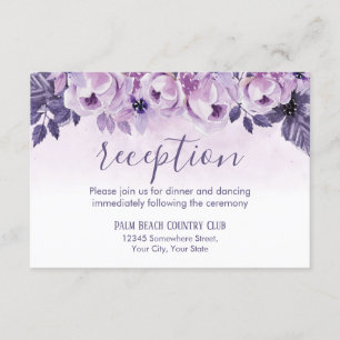 Wasserfarbene purpurrote Hochzeitsempfang Floral Einladung