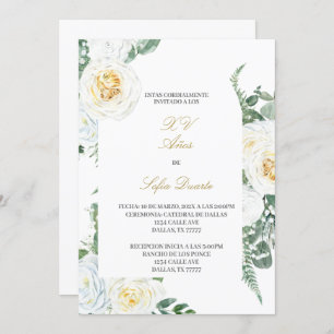 Wasserfarbene Quinceanera-Einladung auf Spanisch Einladung