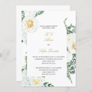 Wasserfarbene Quinceanera-Einladung auf Spanisch Einladung
