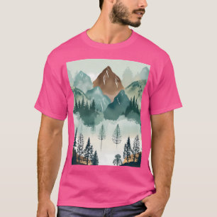 Wasserfarbene, rauchige Berge Grafische T-Shirt