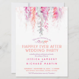 Wasserfarbene Reben korallenrot nach Hochzeitsfeie Einladung