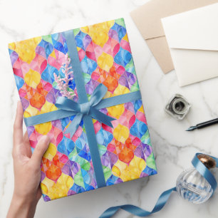 Wasserfarbene Regenbogen-Buntglas Geschenkpapier