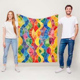 Wasserfarbene Regenbogen-Glasmalerei Fleecedecke