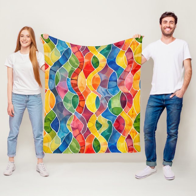Wasserfarbene Regenbogen-Glasmalerei Fleecedecke (Beispiel)