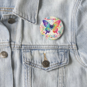 Wasserfarbene Regenbogen-Schmetterling "Liebe ist Button