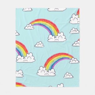 Wasserfarbene Regenbögen und Wolken nahtloses Mus Fleecedecke