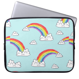Wasserfarbene Regenbögen und Wolken nahtloses Must Laptopschutzhülle