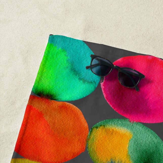 Wasserfarbene Regenbogenflecken Art Beach Style Strandtuch (Beispiel)
