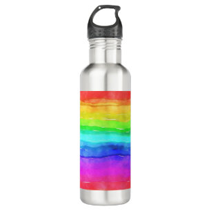 Wasserfarbene Regenbogenstreifen Design Wasserflas Edelstahlflasche