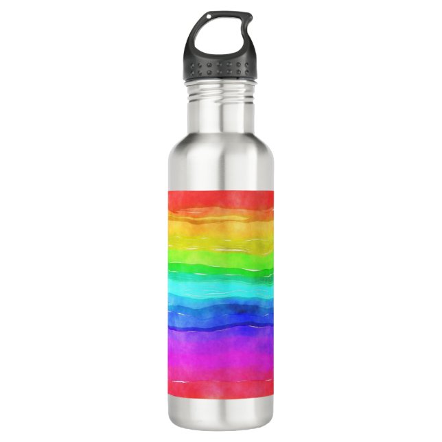 Wasserfarbene Regenbogenstreifen Design Wasserflas Edelstahlflasche (Vorderseite)