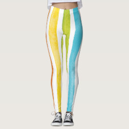 Wasserfarbene Regenbogenstreifen farbenfroher Somm Leggings