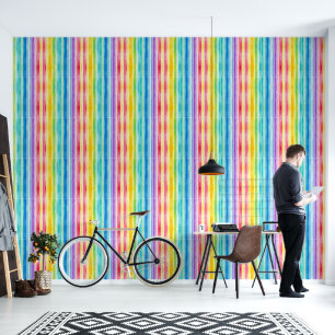 Wasserfarbene Regenbogenstreifen, Pegel und Stick Tapete
