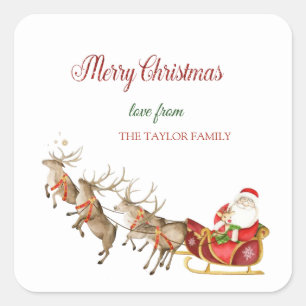 Wasserfarbene Rentierfische Weihnachten Quadratischer Aufkleber