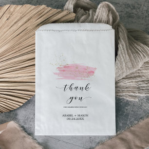Wasserfarbene Rosa Blush and Gold Sparkle Wedding Geschenktütchen