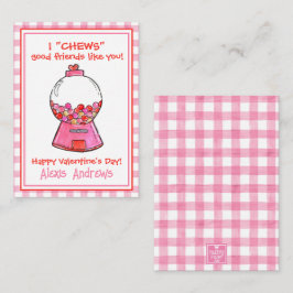 Wasserfarbene Rosa Gingham Gumballs Valentinische  Mitteilungskarte