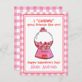 Wasserfarbene Rosa Gingham Gumballs Valentinische  Postkarte