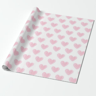 Wasserfarbene rosa Herzen. Liebe. Blush Valentines Geschenkpapier