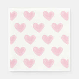 Wasserfarbene rosa Herzen. Liebe. Blush Valentines Serviette