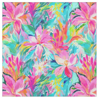 Wasserfarbene Rosa Lily Oase Stoff