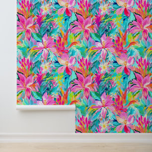 Wasserfarbene Rosa Lily Oase Tapete