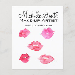 Wasserfarbene rosa Lippen-Make-up-Branding Flyer
