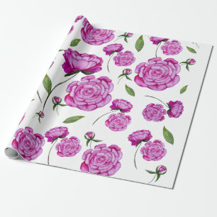 Wasserfarbene rosa Pfingstrosen  Tragetasche runde Geschenkpapier