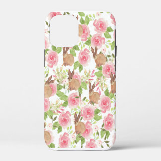 Wasserfarbene Rosen Blumenbraun Kaninchen Ca iPhone 12 Mini Hülle