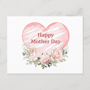 Wasserfarbene Rosen und Muttertag des Herzens Feiertagspostkarte