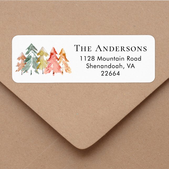 Wasserfarbene Rücksendeadresse der Weihnachtskiefe (Von Creator hochgeladen)