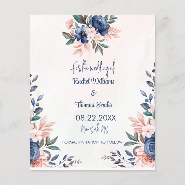 Wasserfarbene, rustikale Blumenhochzeit Sichern Si Flyer (Hinten)
