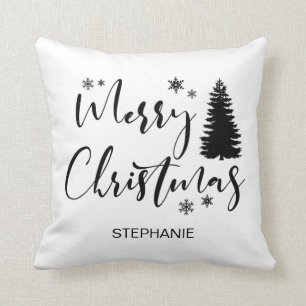 Wasserfarbene, rustikale Tannenwälder Winter-Throw Kissen