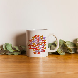 Wasserfarbene Schmelzherzen - Retro Kaffeetasse