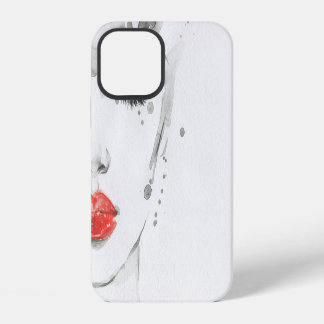 Wasserfarbene Schönheit: Porträtmalerei bei Frauen iPhone 12 Hülle