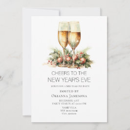 Wasserfarbene Silvesterparty mit Champagner Einladung