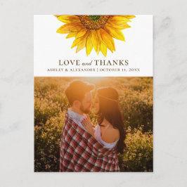 Wasserfarbene Sonnenblume. Rustikale Hochzeit dank Postkarte