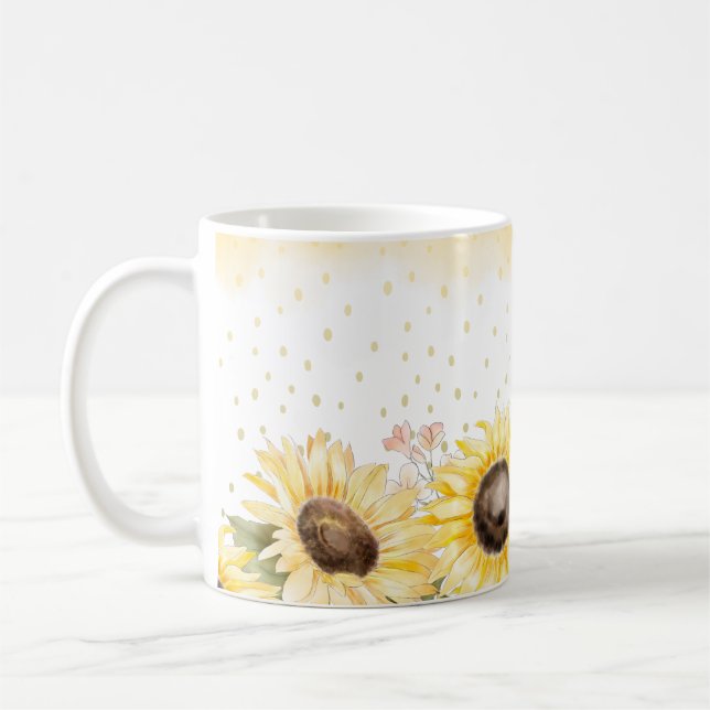 Wasserfarbene Sonnenblume Tasse (Links)