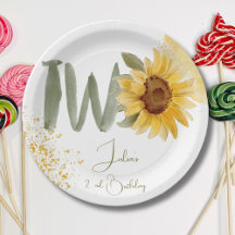 Wasserfarbene Sonnenblume zweite Geburtstag