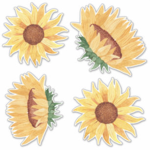 Wasserfarbene Sonnenblumen Aufkleber