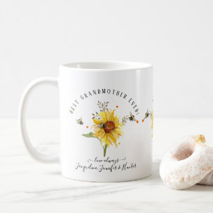Wasserfarbene Sonnenblumen Bienen Beste Großmutter Kaffeetasse