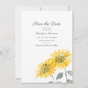 Wasserfarbene Sonnenblumen Botanisches Rett des Da Save The Date
