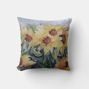 Wasserfarbene Sonnenblumen Kissen