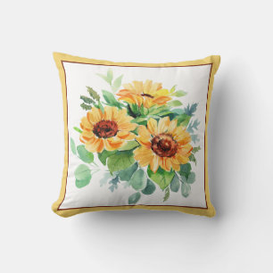 Wasserfarbene Sonnenblumen Kissen