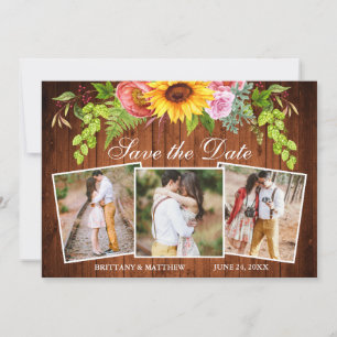 Wasserfarbene Sonnenblumen Mischblumen Holz 3 Foto Save The Date
