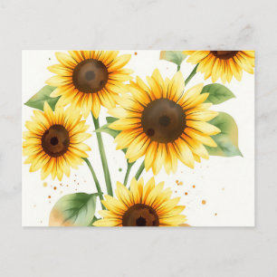 Wasserfarbene Sonnenblumen mit Cremefarben Postkarte