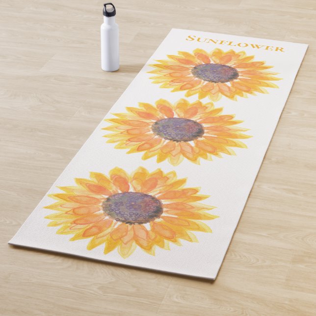 Wasserfarbene Sonnenblumen Yogamatte (Beispiel)