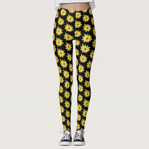 Wasserfarbene Sonnenblumenknospen Lebendig Handbem Leggings