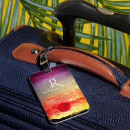 Wasserfarbene Sonnenuntergänge Mit Monogramm Gepäckanhänger