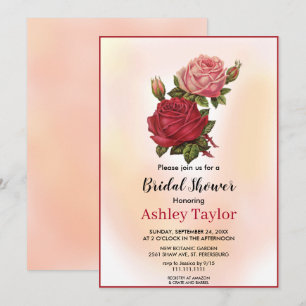 Wasserfarbene staubige Rose fallen Brautparty Einladung